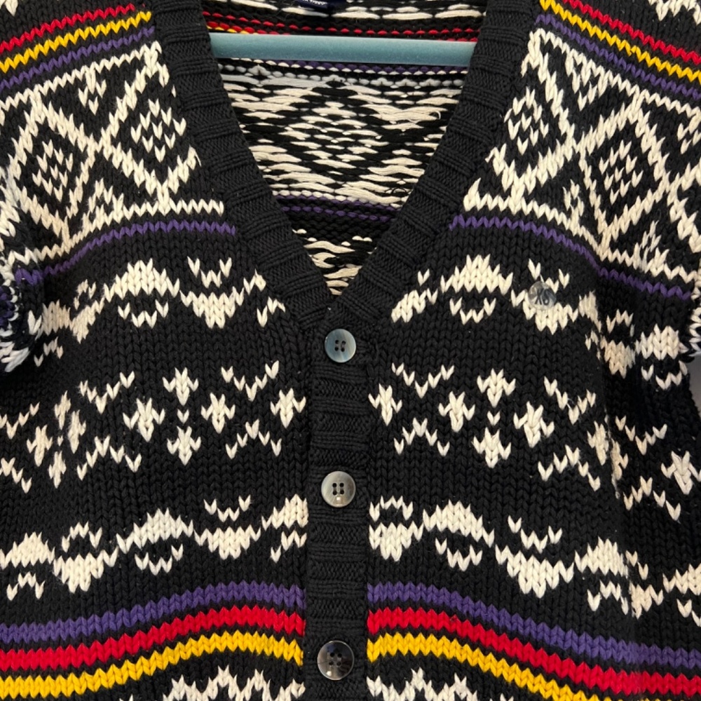 GAP cropped button up knit cardigan 100% cotton aztec print size XS - Picture 3 of 6